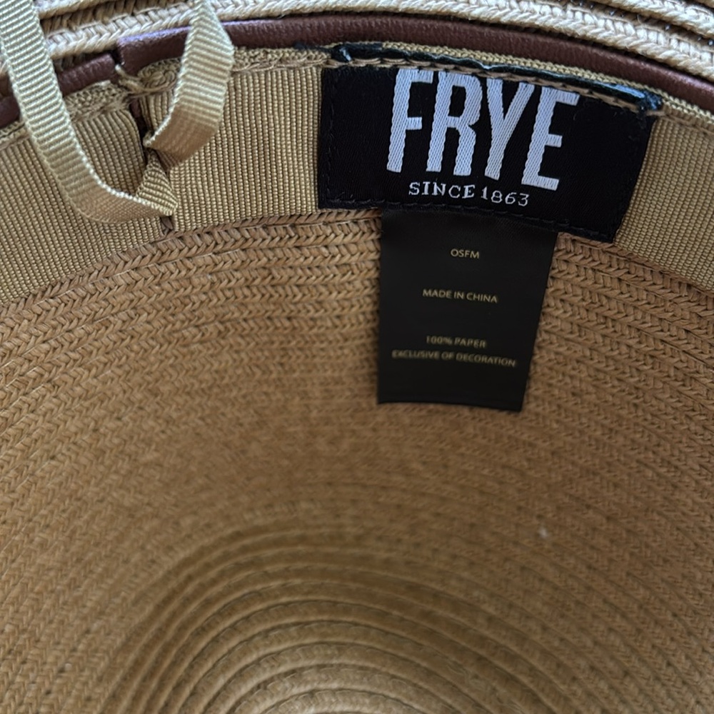 FRYE High Crown Western Natural 100% paper,adjustable,banded,studs,4.5” brim hat - Picture 6 of 9
